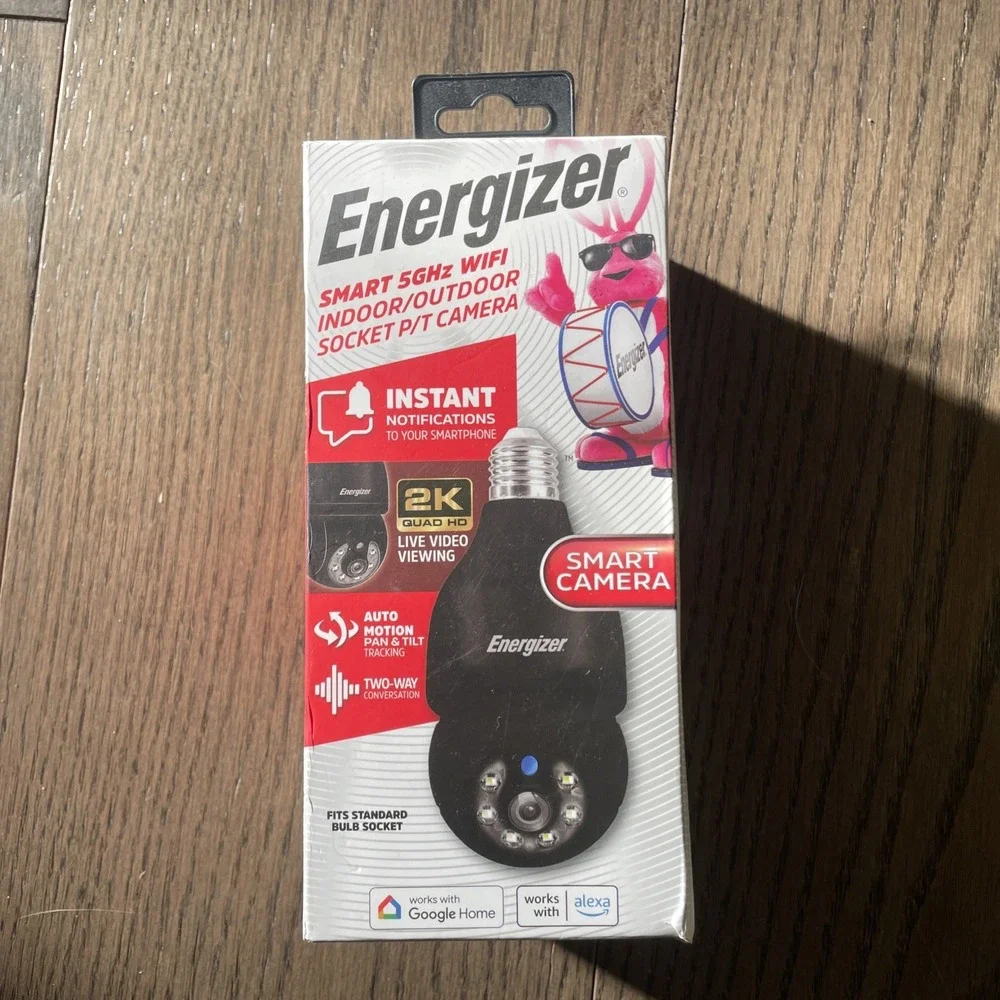 Energizer Smart Wi-Fi Indoor Outdoor Bulb Socket P/T Camera 56Hz Standard Socket
